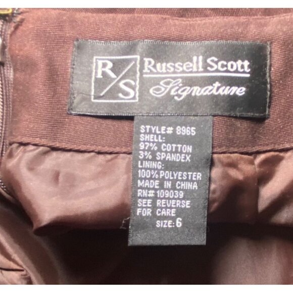 Russell Scott Signature Womens Brown & Orange Striped Pencil Skirt Size 6 Retro - Picture 5 of 5